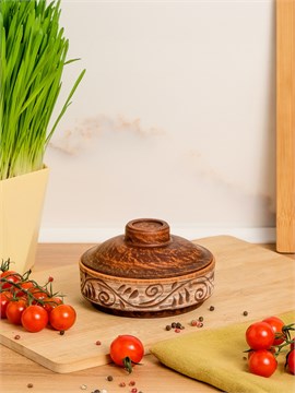 69-336/1 Блюдо для запекания/Кокотница с крышкой №2 (Орнамент) 0,25 л. ; высота - 9см, ширина - 12см, длина - 12см (2) 69-336/1